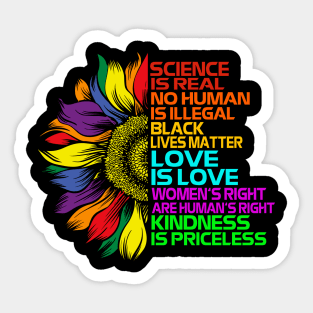 Sunflower Rainbow Science Is Real Black Lives Matter LGBT Sticker